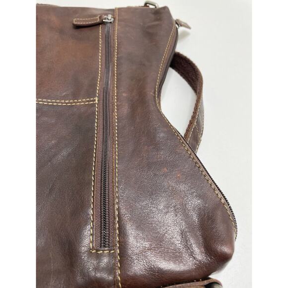 Jack Georges Buffalo Leather Large Med Adjustable Crossbody Bag Purse Brown Soft - Picture 14 of 14